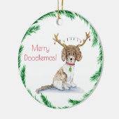 Wasserfarbe Labradoodle Weihnachtsbeleuchtung Antl Keramik Ornament (Links)