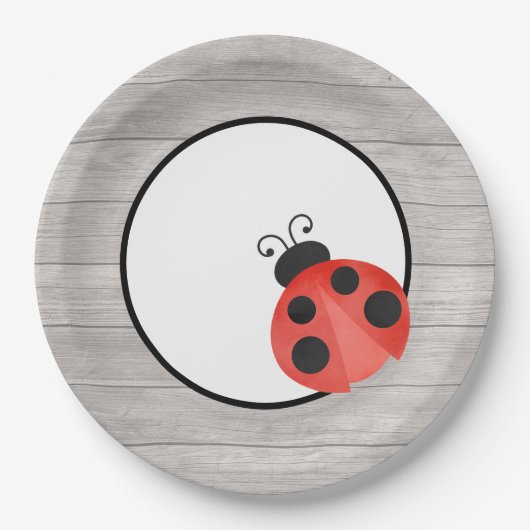 Wasserfarbe Ladybug auf Holz-Party Pappteller (Vorderseite)