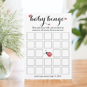 Wasserfarbe Ladybug Babydusche Bingo Card Spiel Einladung