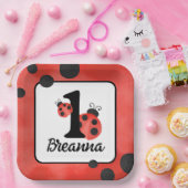 Wasserfarbe Ladybug Birthday Square Party Pappteller (Party)