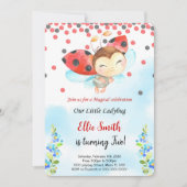 Wasserfarbe Ladybug Einladung zum Geburtstag (Vorderseite)