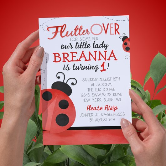 Wasserfarbe Ladybug Geburtstag Einladung