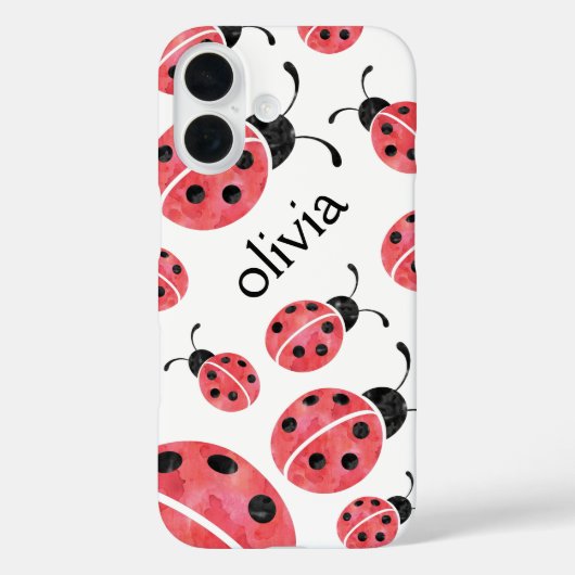 Wasserfarbe Ladybug Personalisiert iPhone Case (Rückseite)