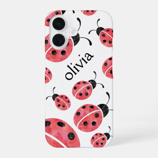 Wasserfarbe Ladybug Personalisiert iPhone Case 16 Hülle (Rückseite)