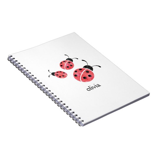 Wasserfarbe Ladybug Personalisierte Spiralfolie Notizblock (Rechte Seite)