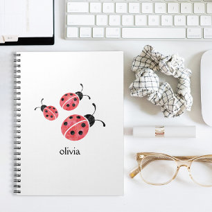 Wasserfarbe Ladybug Personalisierte Spiralfolie Notizblock