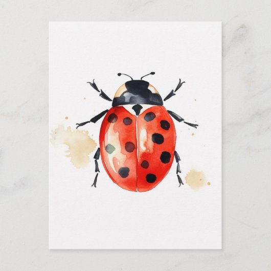 Wasserfarbe Ladybug Postkarte (Vorderseite)