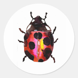 Wasserfarbe Ladybug Runder Aufkleber