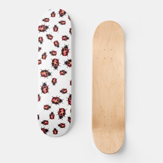 Wasserfarbe Ladybugs Muster Skateboard (Vorderseite)