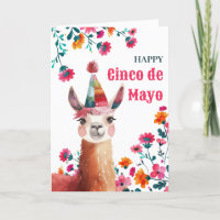 Wasserfarbe Lama Fuchsia Floral Happy Cinco de May