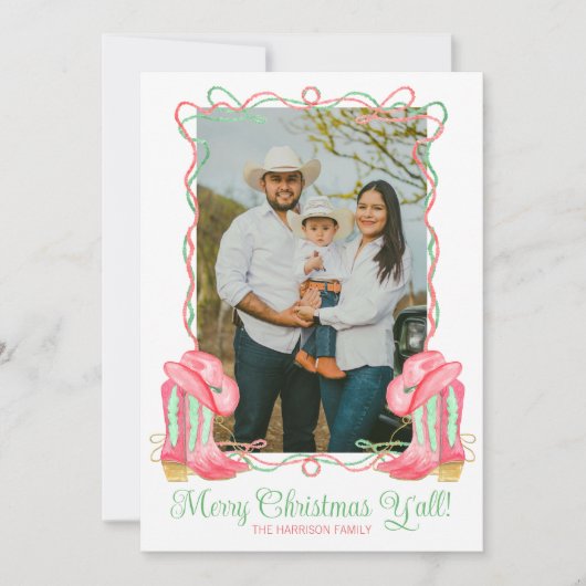 Wasserfarbe Land Weihnachten Cowboy Boots Foto (Vorderseite)