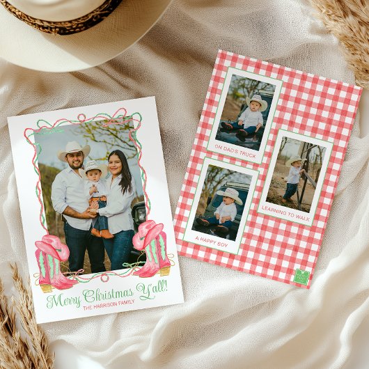 Wasserfarbe Land Weihnachten Cowboy Boots Foto