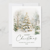 Wasserfarbe Land Weihnachten Pinie Baum Unternehme (Vorderseite)