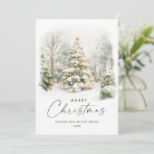 Wasserfarbe Land Weihnachten Pinie Baum Unternehme (Stehend Vorderseite)