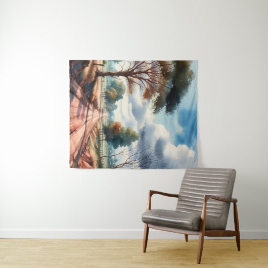 Wasserfarbe Landschaft Wandteppich (Beispiel (Horizontal))