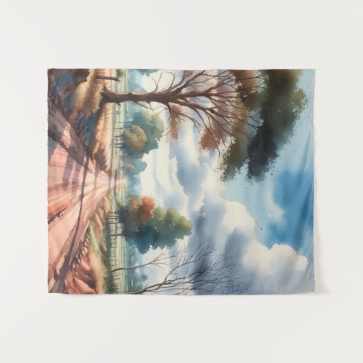 Wasserfarbe Landschaft Wandteppich (Vorderseite (Horizontal))