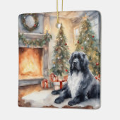 Wasserfarbe Landseer Newf - Xmas Szene Keramikornament (Links)