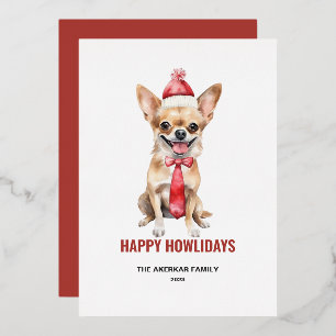 Wasserfarbe Langhaarige Chihuahua Happy Howlidays Folien Feiertagskarte