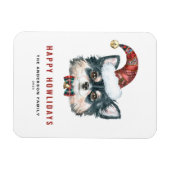 Wasserfarbe Langhaarige Chihuahua Happy Howlidays Magnet (Horizontal)