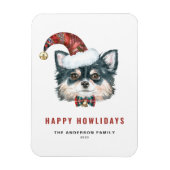 Wasserfarbe Langhaarige Chihuahua Happy Howlidays Magnet (Vertikal)
