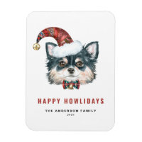 Wasserfarbe Langhaarige Chihuahua Happy Howlidays