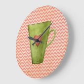 Wasserfarbe Latte Tasse Große Wanduhr (Winkel)