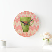 Wasserfarbe Latte Tasse Große Wanduhr (Zuhause)