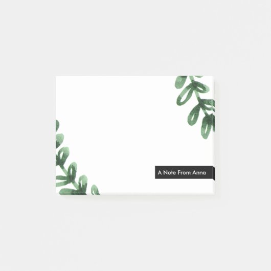 Wasserfarbe Laurel Wreath Personalisiert Post-it Klebezettel (Vorderseite)
