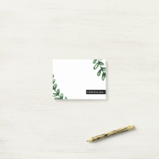 Wasserfarbe Laurel Wreath Personalisiert Post-it Klebezettel (Auf Schreibtisch)