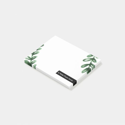 Wasserfarbe Laurel Wreath Personalisiert Post-it Klebezettel (angewinkelt)