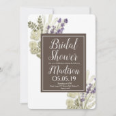 Wasserfarbe Lavender Bouquet Botany Brautparty Einladung (Vorderseite)