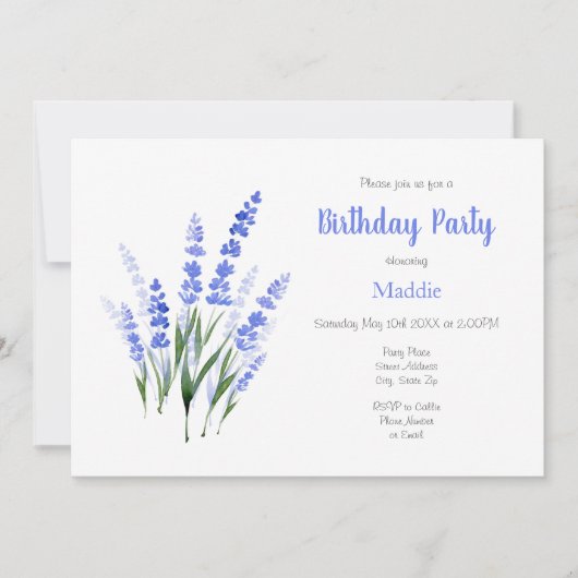 Wasserfarbe Lavender Bouquet Einladung (Vorderseite)