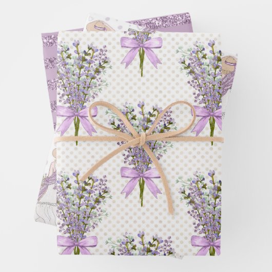 Wasserfarbe Lavender Bouquet Geschenkpapier Set (Beispiel)