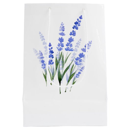 Wasserfarbe Lavender Bouquet Mittlere Geschenktüte (Rückseite)