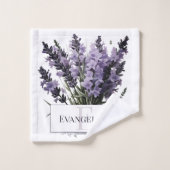 Wasserfarbe Lavender Bouquet Personalisiert Badhandtuch Set (Waschlappen)