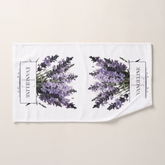 Wasserfarbe Lavender Bouquet Personalisiert Badhandtuch Set (Handtuch)