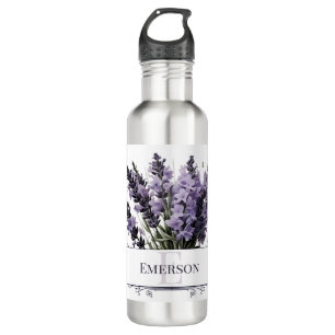 Wasserfarbe Lavender Bouquet Personalisiert Edelstahlflasche