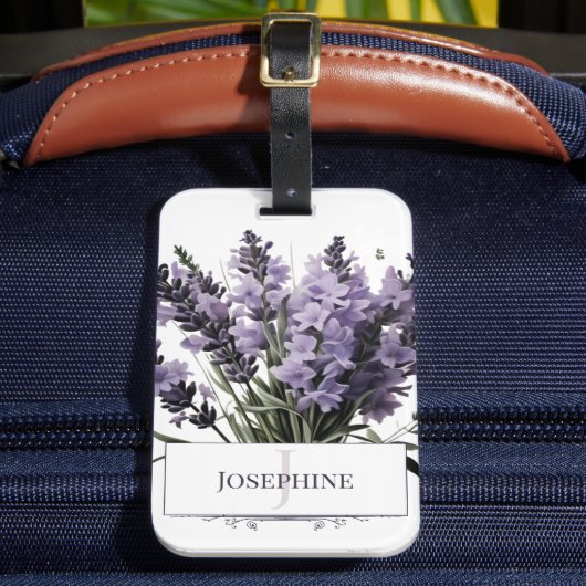 Wasserfarbe Lavender Bouquet Personalisiert Gepäckanhänger (Vorderseite Insitu 2)