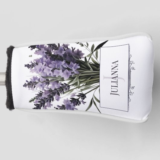 Wasserfarbe Lavender Bouquet Personalisiert Golf Headcover (Vorderseite)
