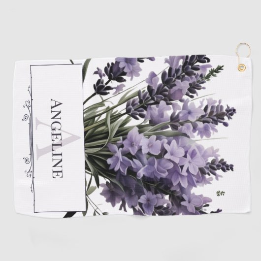 Wasserfarbe Lavender Bouquet Personalisiert Golfhandtuch (Horizontal)
