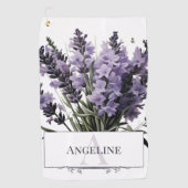 Wasserfarbe Lavender Bouquet Personalisiert Golfhandtuch (Vorderseite)