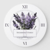 Wasserfarbe Lavender Bouquet Personalisiert Große Wanduhr (Vorderseite)