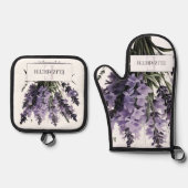 Wasserfarbe Lavender Bouquet Personalisiert Ofenhandschuh & Topflappen-Set (Vorderseite)