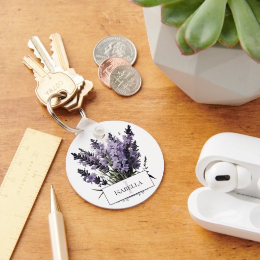 Wasserfarbe Lavender Bouquet Personalisiert Schlüsselanhänger (Schreibtisch)