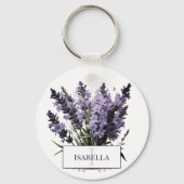Wasserfarbe Lavender Bouquet Personalisiert Schlüsselanhänger (Rückseite)
