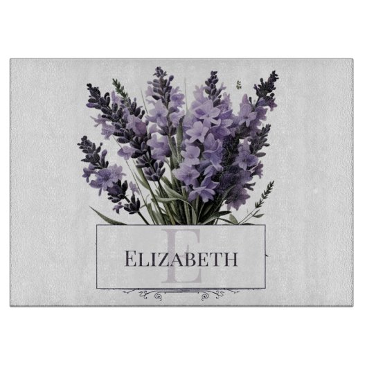 Wasserfarbe Lavender Bouquet Personalisiert Schneidebrett (Vorderseite)