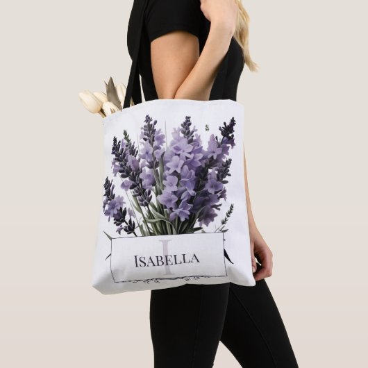 Wasserfarbe Lavender Bouquet Personalisiert Tasche (Von Nahem)