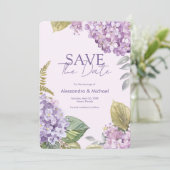 Wasserfarbe Lavender Hydrangea Save the Date Einladung (Stehend Vorderseite)