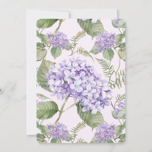 Wasserfarbe Lavender Hydrangea Save the Date Einladung (Rückseite)