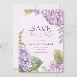 Wasserfarbe Lavender Hydrangea Save the Date Einladung